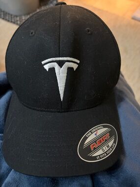 Tesla Black Cap with White Embroidered Logo (Brand New)